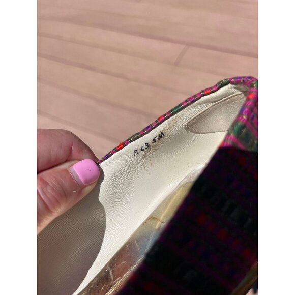 Vtg Herbert Levine KABUKI Shoes Beth Levine 60s Fine Silk Intricate Purple 4 1/2 - Picture 4 of 10